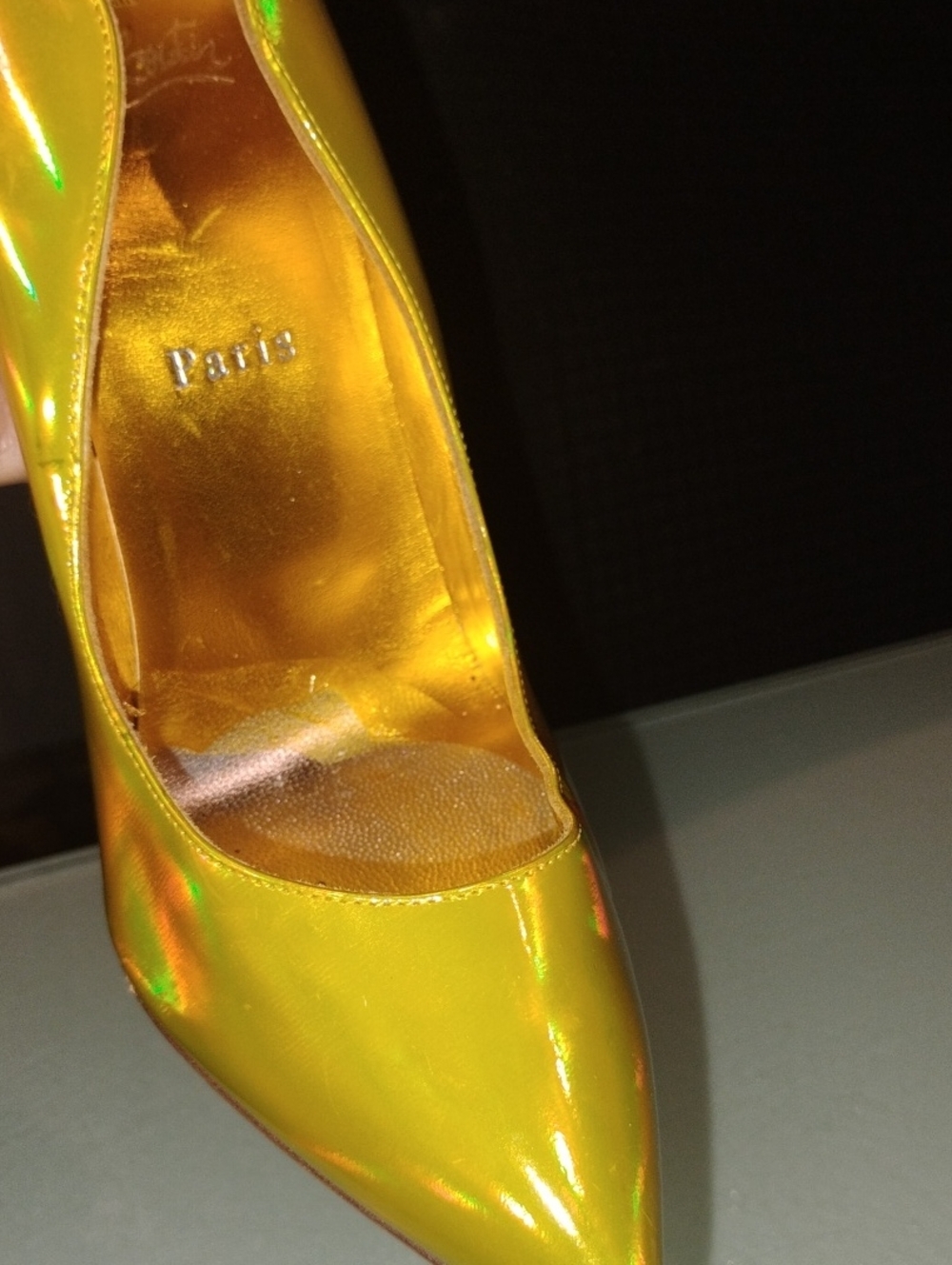 Christian Louboutin Metallic Yellow Pointed-Toe Pump